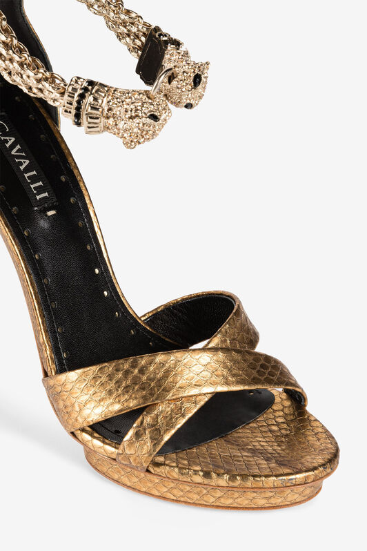 RC Panther-head high-heel sandals Gold OQS032-PA023