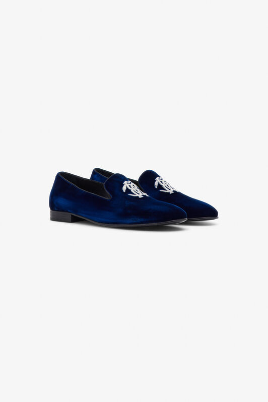 RC Velvet loafers with Monogram Mirror Snake Dark blue SRS003-VL005