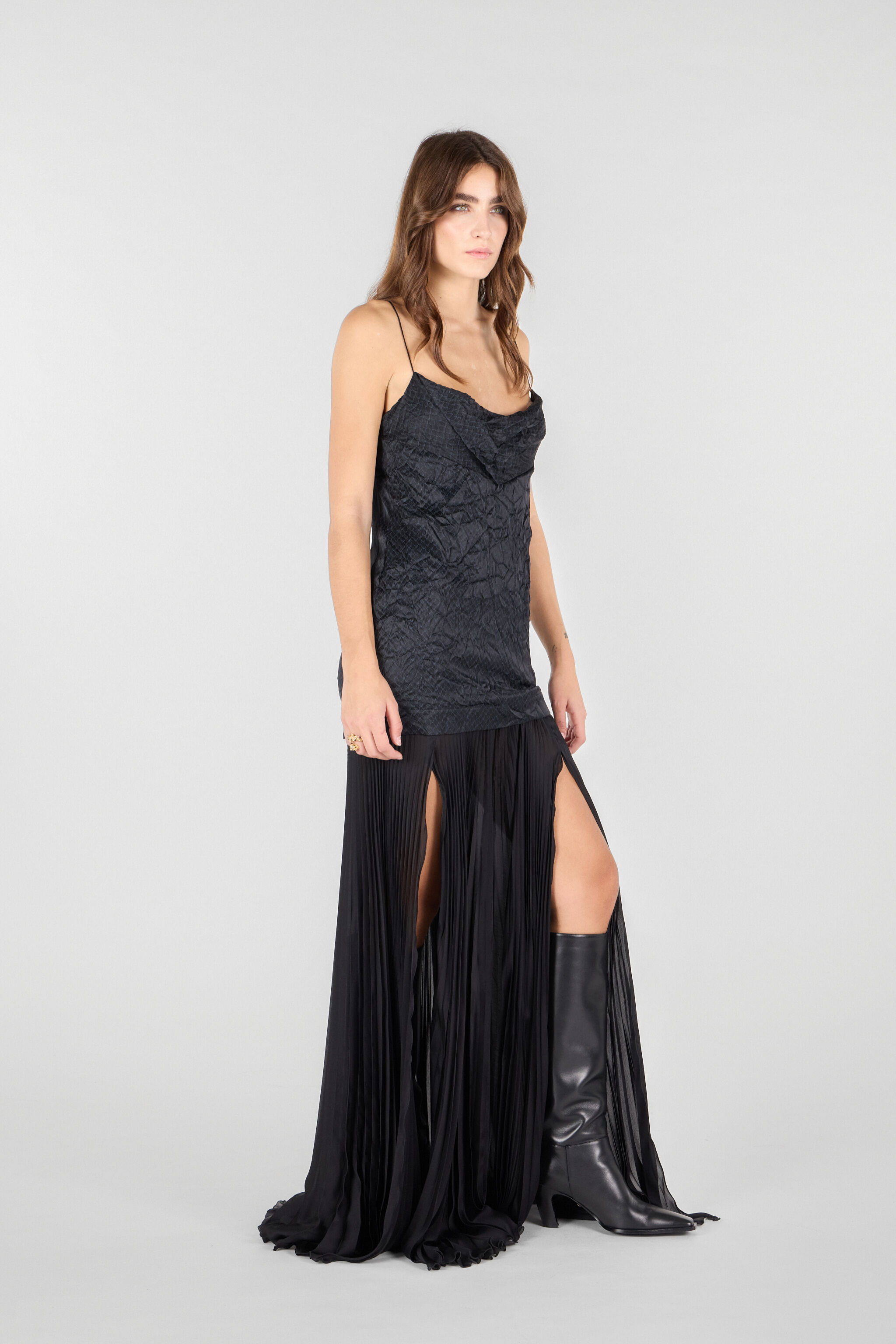 RC Langes Kleid Mit Print In Schlangenlederoptik Schwarz UKT118-SZN57