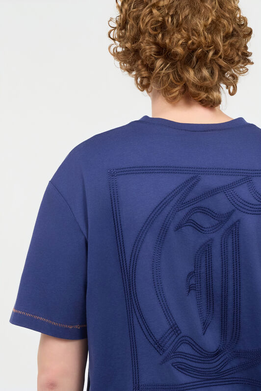 JC Camiseta Con Monograma JC Y Costuras En Contraste Azul oscuro UFT037-UF057