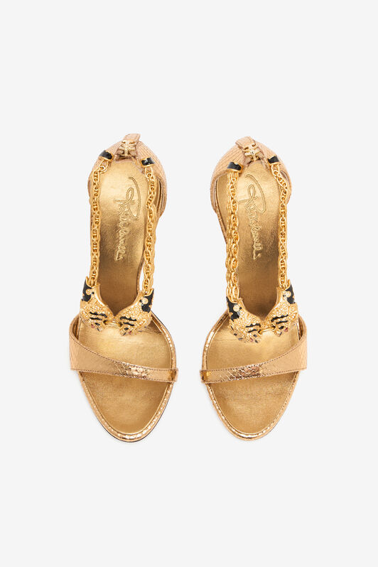 RC Sandals With Heel And Bejeweled Tigers Gold UKS030-PZ579