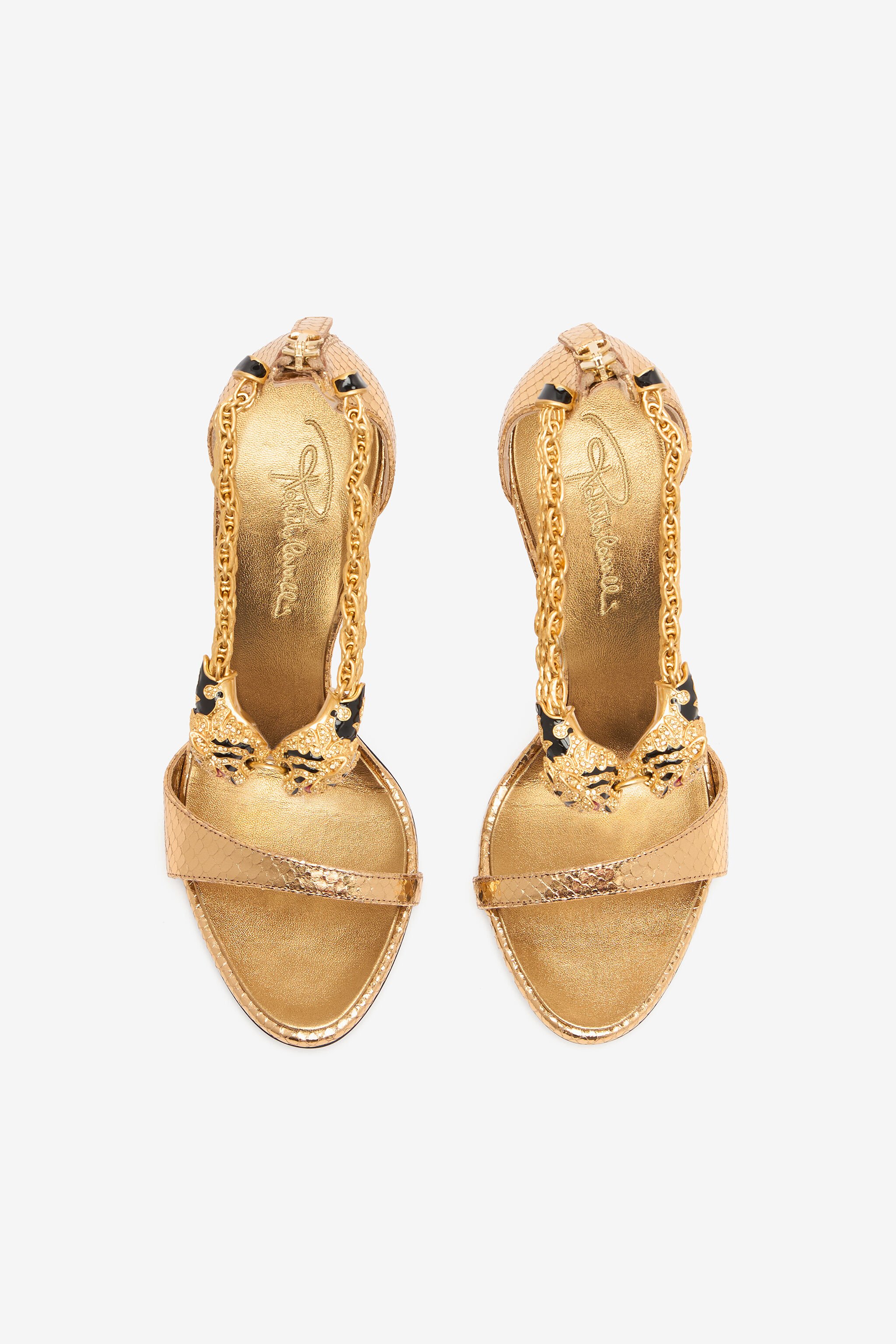 RC Sandals With Heel And Bejeweled Tigers Gold UKS030-PZ579