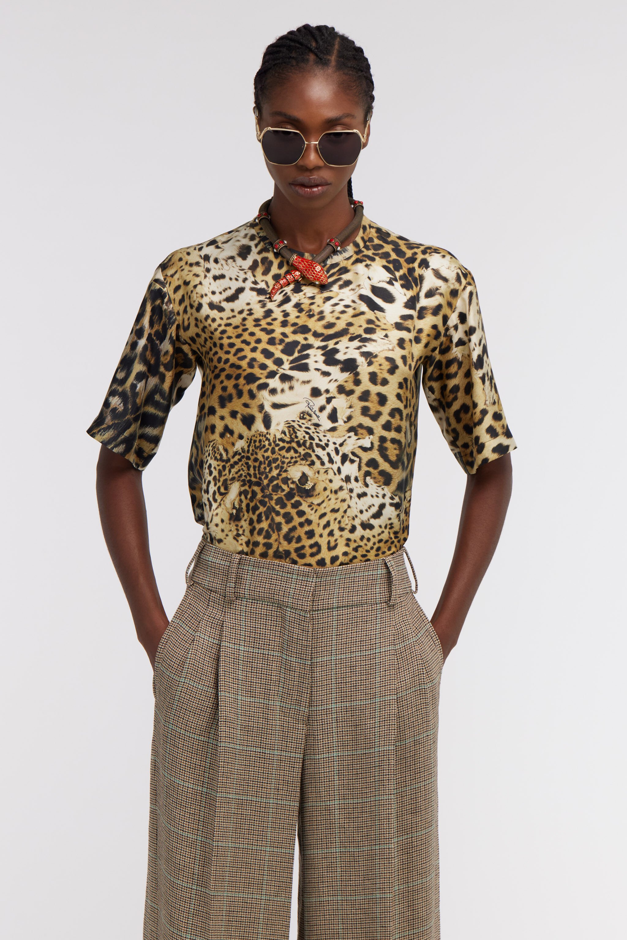 RC T-shirt with Jaguar Skin print Light Brown SKT644-4QG34