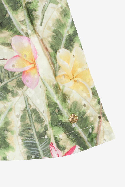 JU Falda Con Bordado Inglés Y Estampado Floral Verde claro UJT301-ELO38