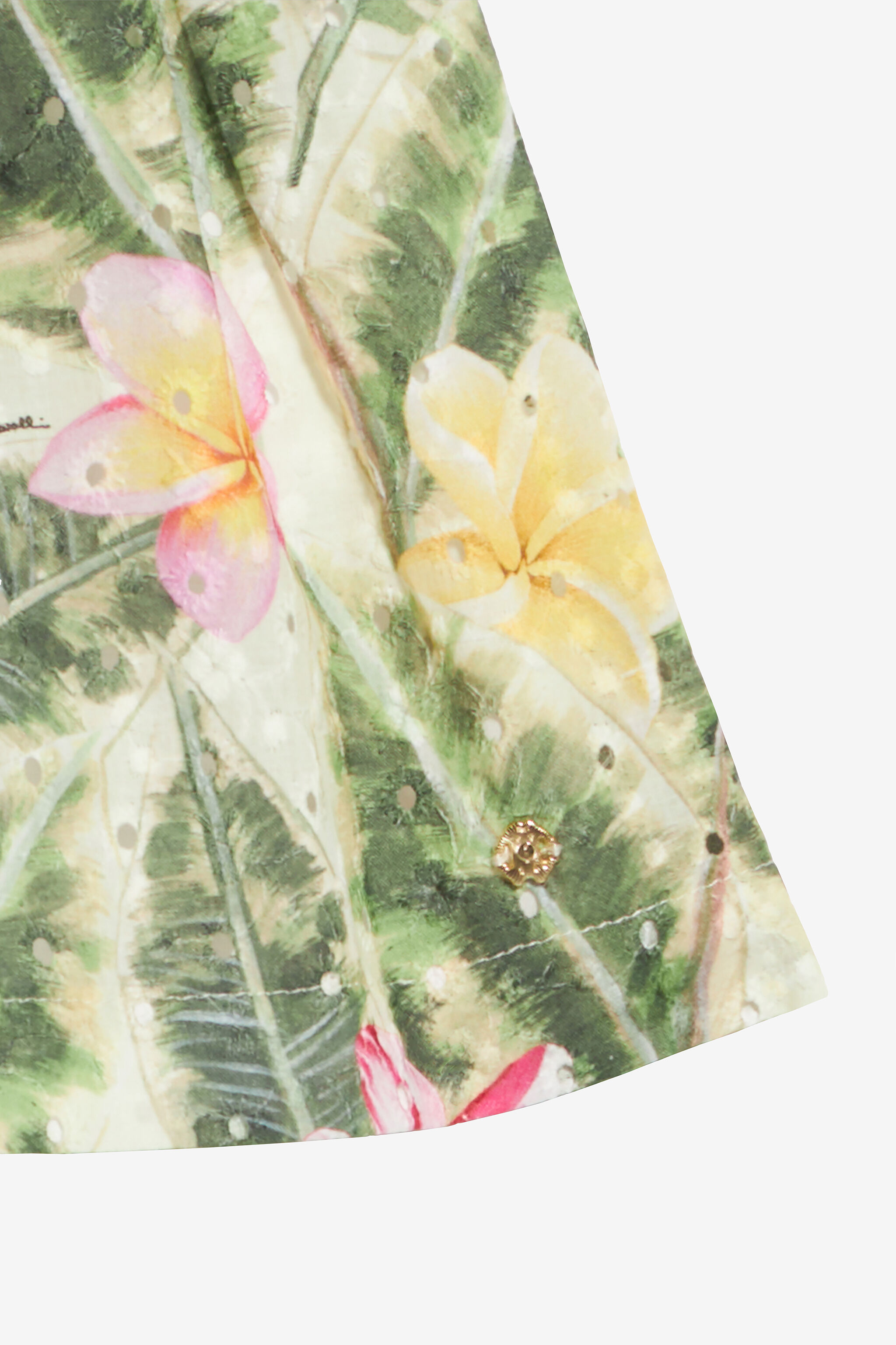 JU Falda Con Bordado Inglés Y Estampado Floral Verde claro UJT301-ELO38