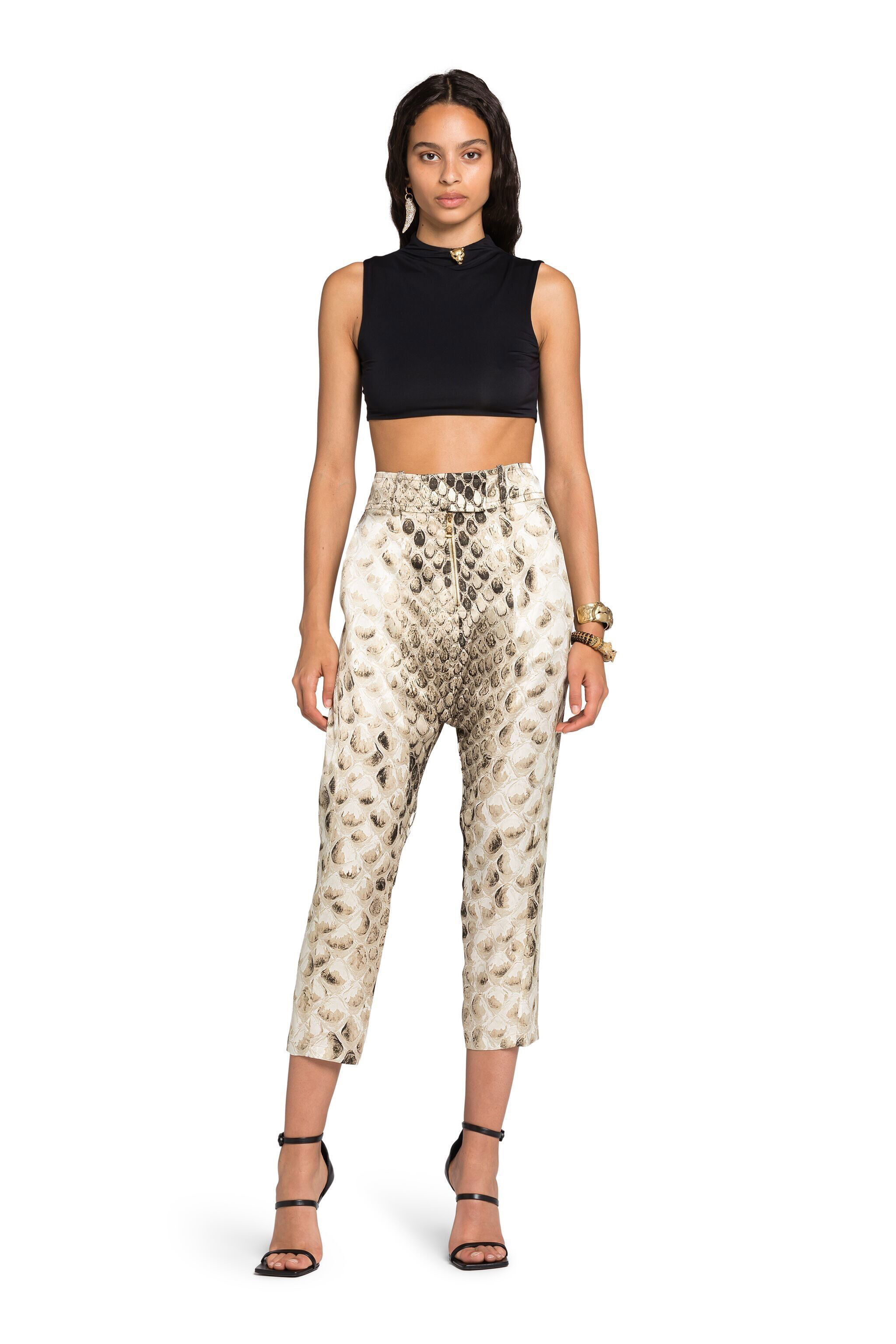 RC Panther Head Silk Crop Top Marron clair IQT205-SZP64