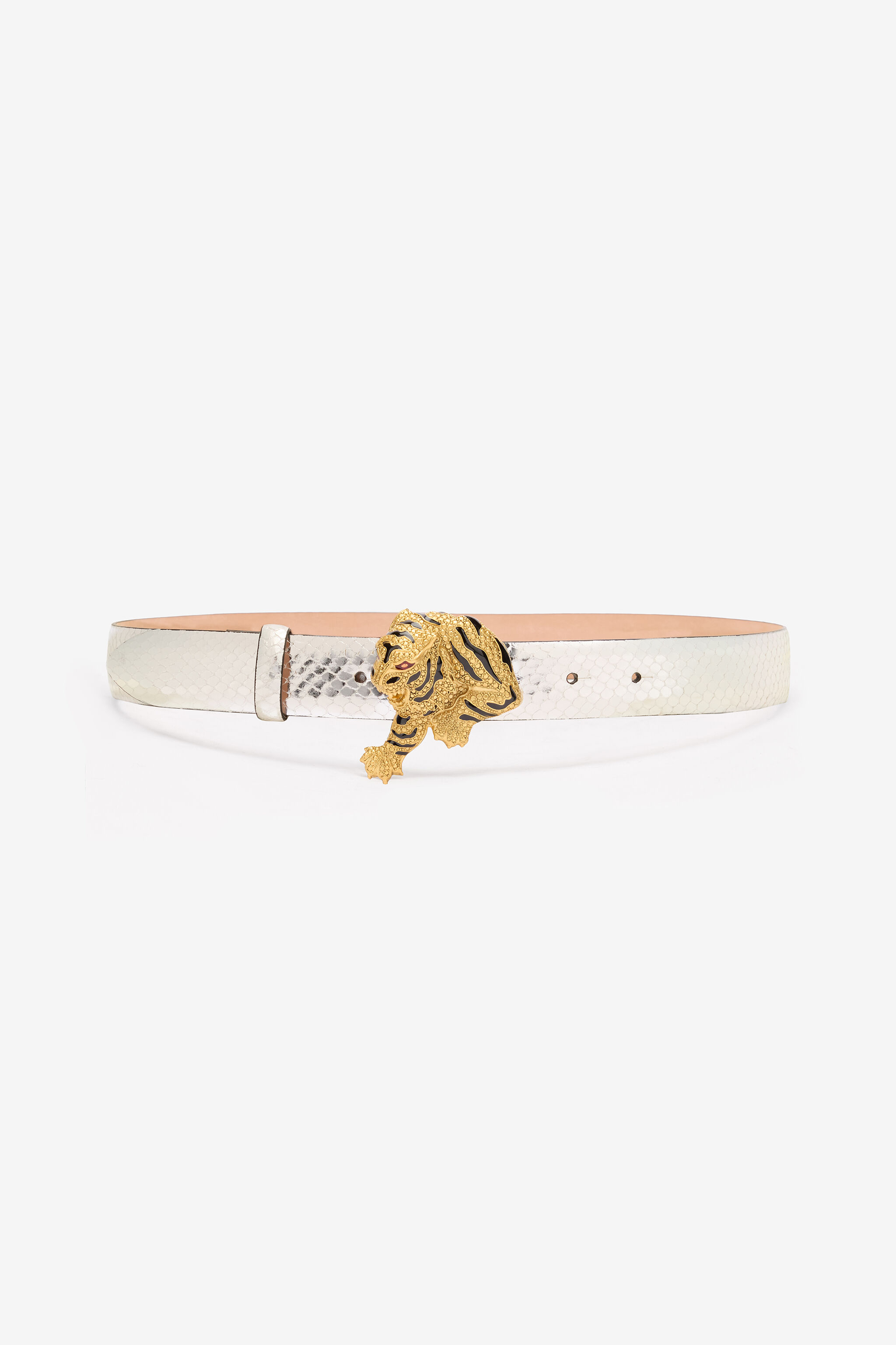 RC Belt with Snake Print and Jewel Tiger Detail Silver TKC002-PZ579