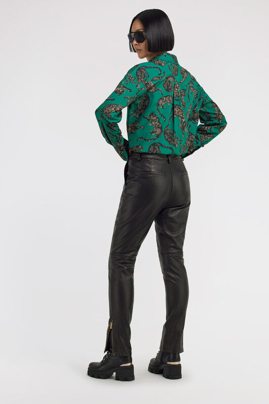 JC Just Cavalli leather pants Black TFP005-TF110
