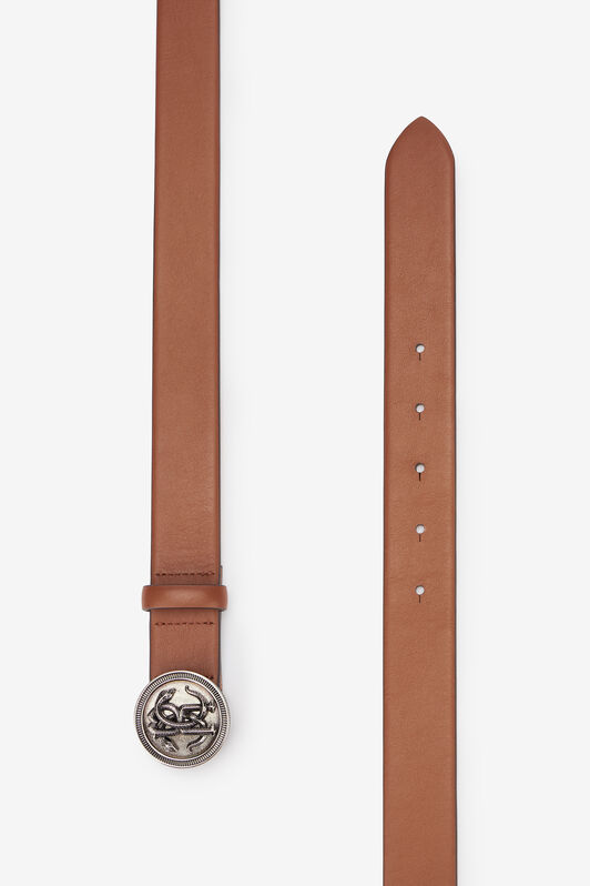 RC Solid-Color Belt With Mirror Snake Monogram Brown TRC003-PZC24