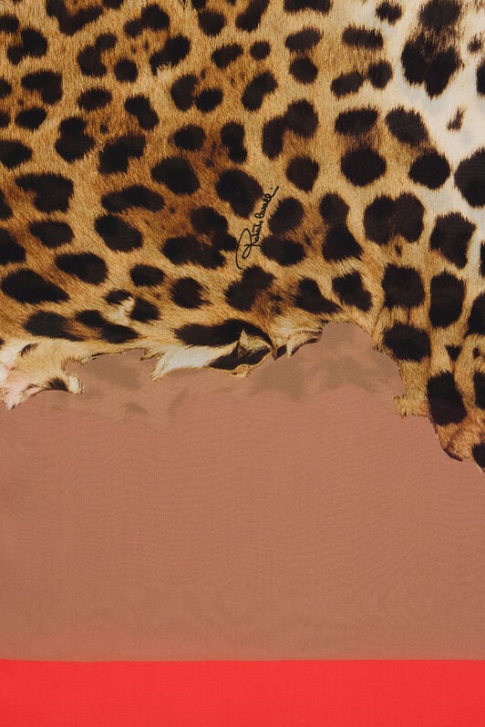 RC Cavalli Pop Print Silk Stole CORAL RED WQI002-HZR33