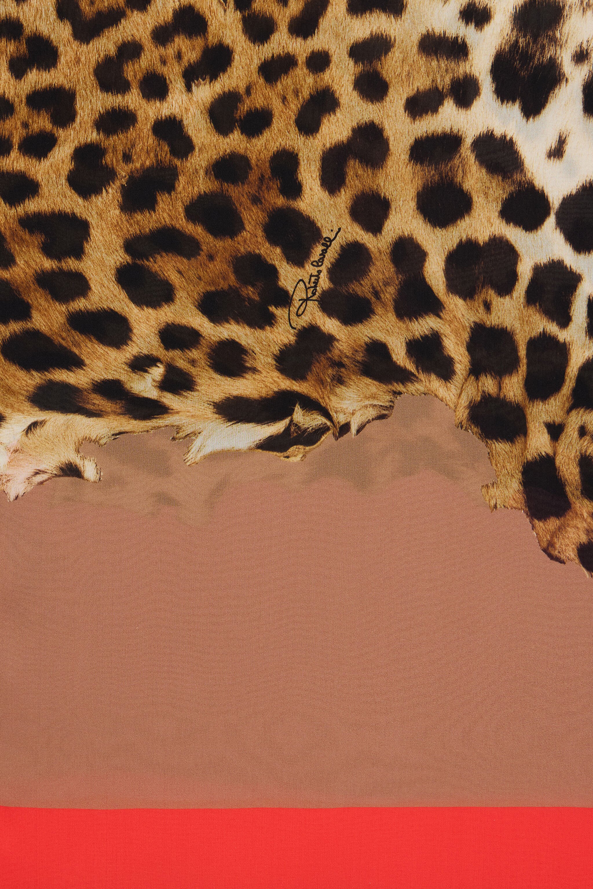 RC Cavalli Pop Print Silk Stole CORAL RED WQI002-HZR33