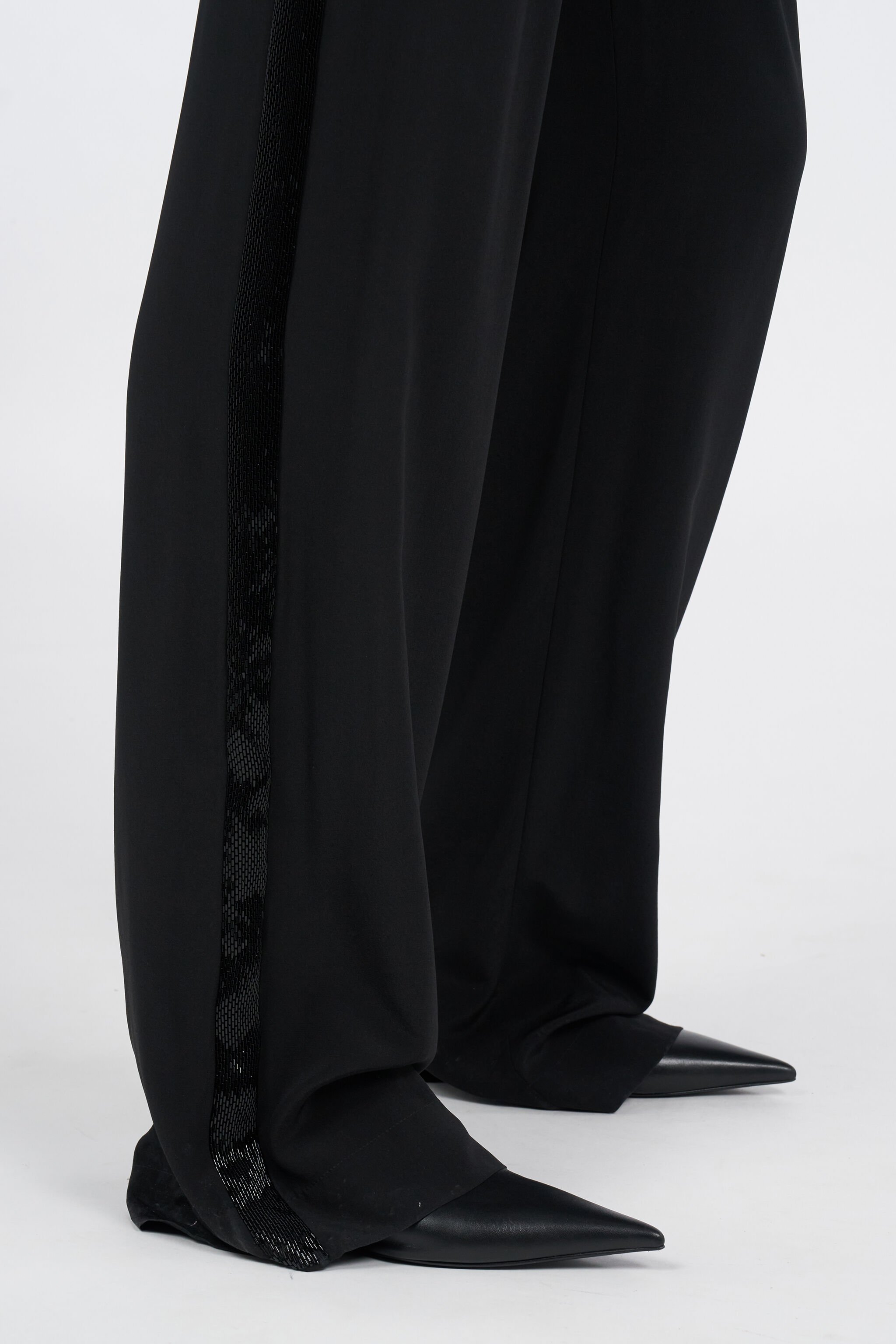 RC Silk palazzo trousers BLACK WKR211-SY001