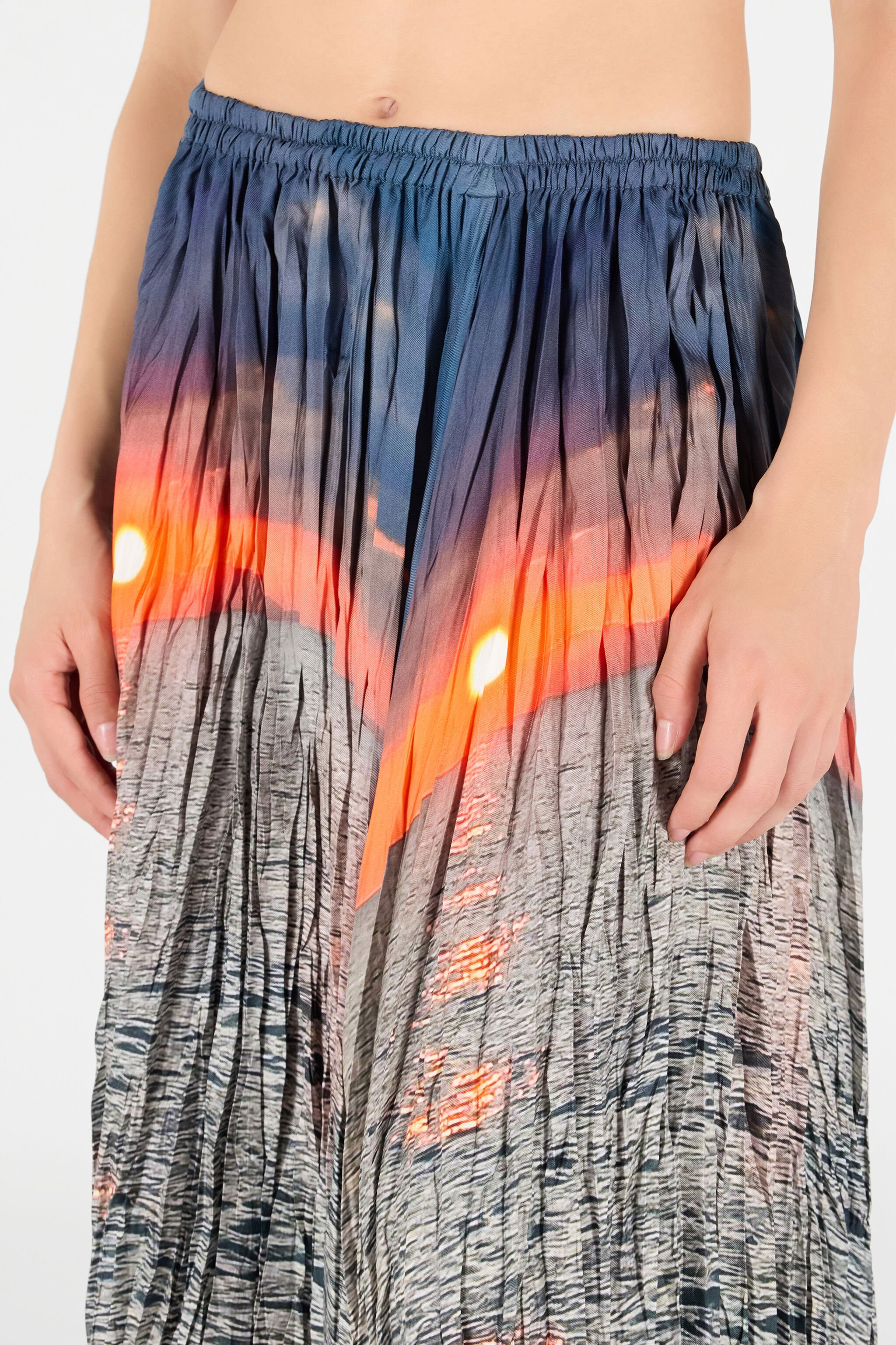 RC Sunrise Print Skirt Blue/Orange UWT302-4QN96