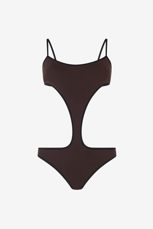 RC Brown One-piece Swimsuit with Cut-out CHOCOLATE WWW007-LL030