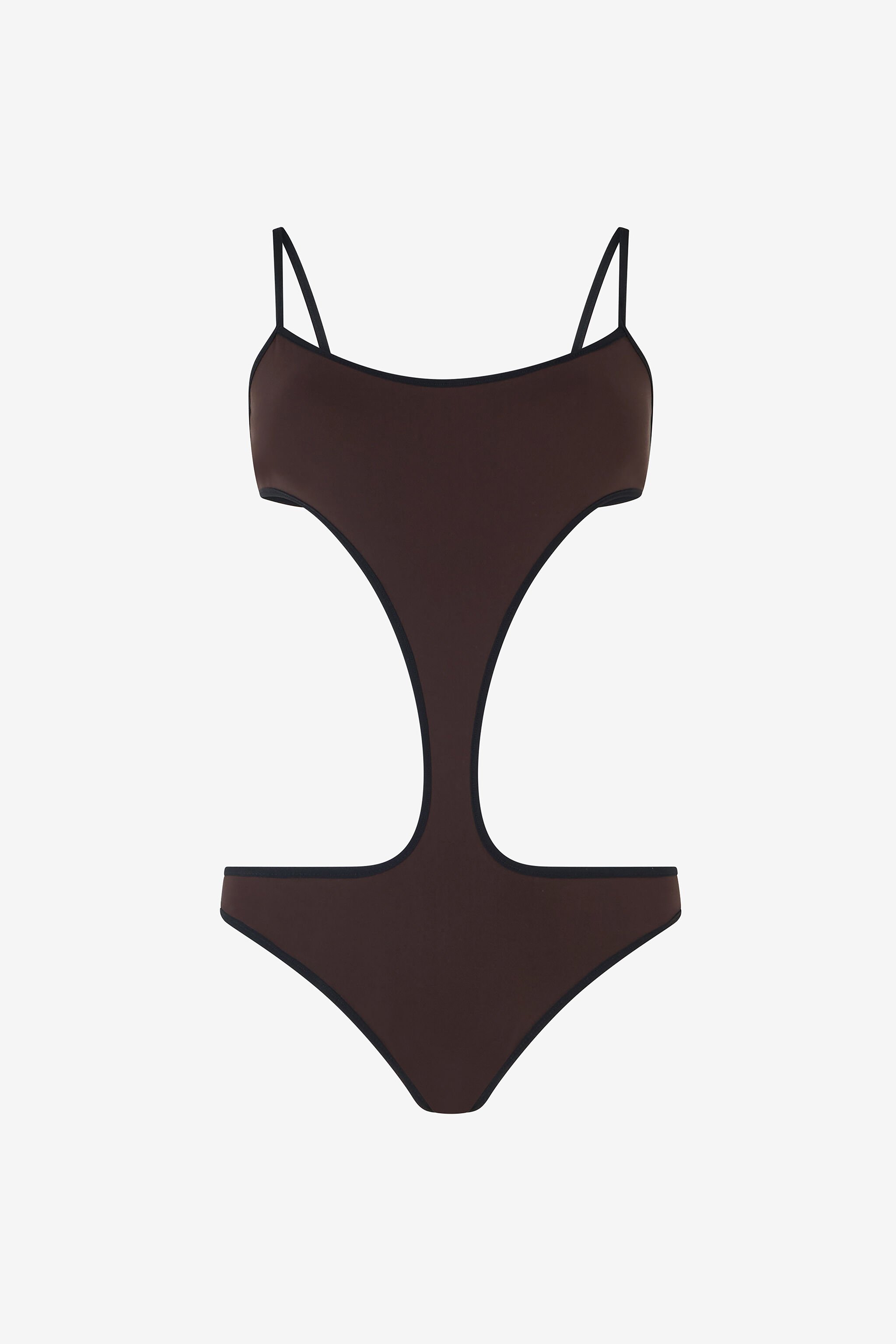 RC Brown One-piece Swimsuit with Cut-out CHOCOLATE WWW007-LL030