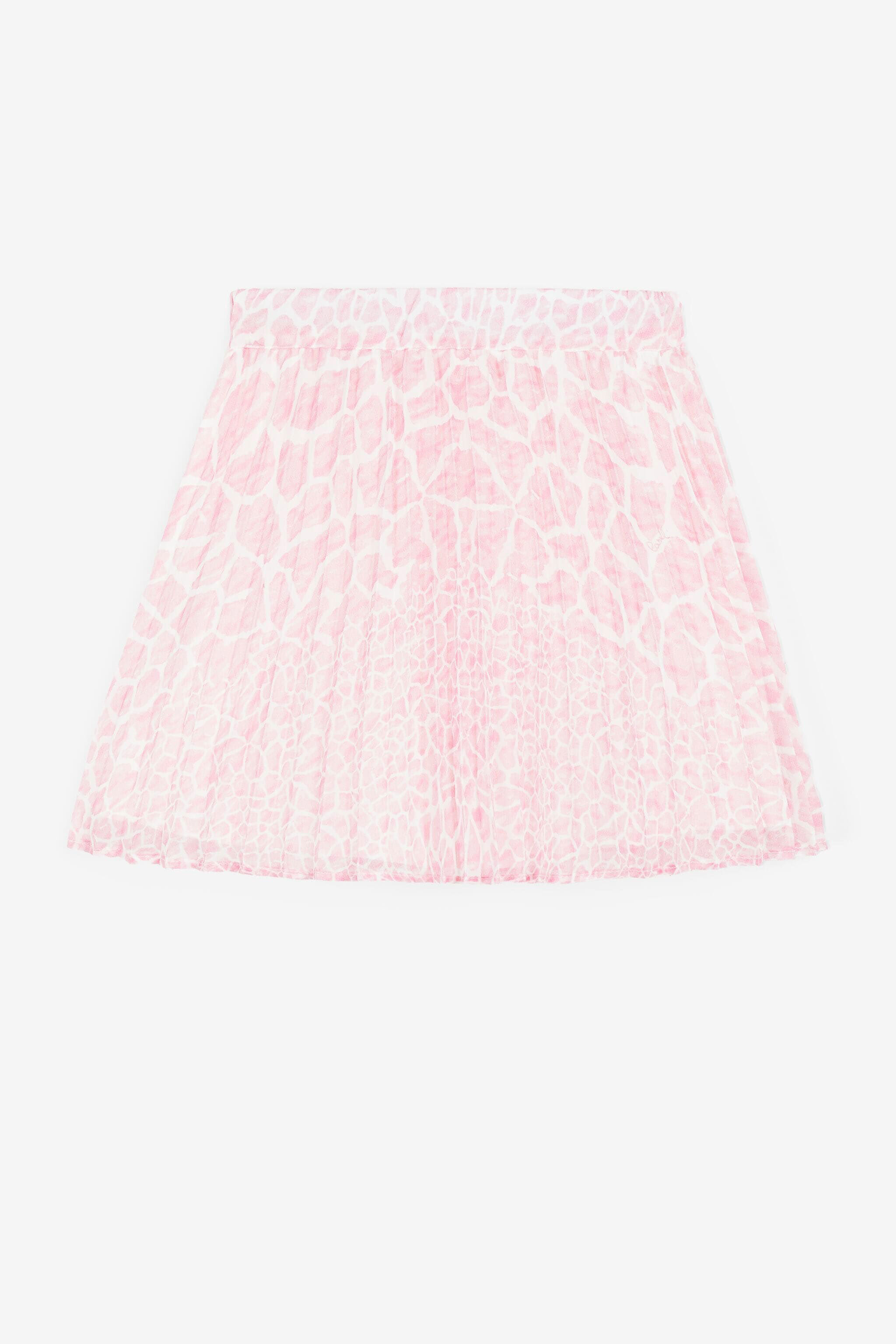 JU Pleated Giraffe-Print Skirt BABY ROSE/MILK WHITE PJT300-HDE25