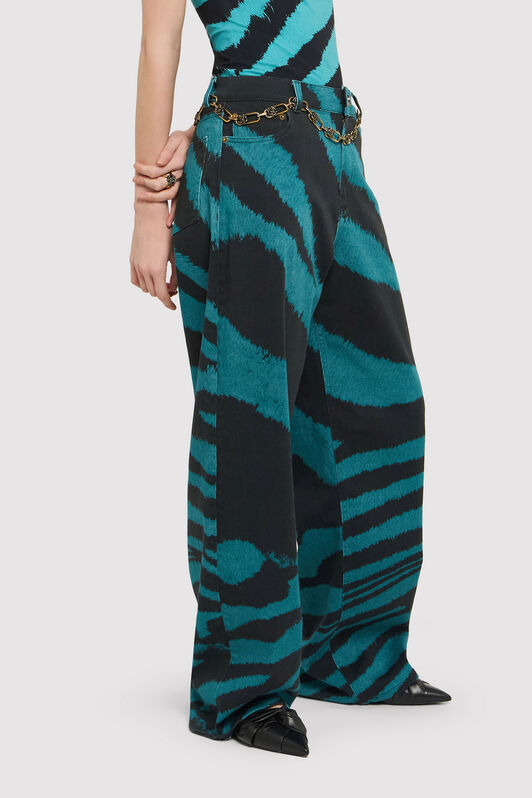 RC Loose fit jeans with Zebra Tribute print Blue UWJ207-DAP26