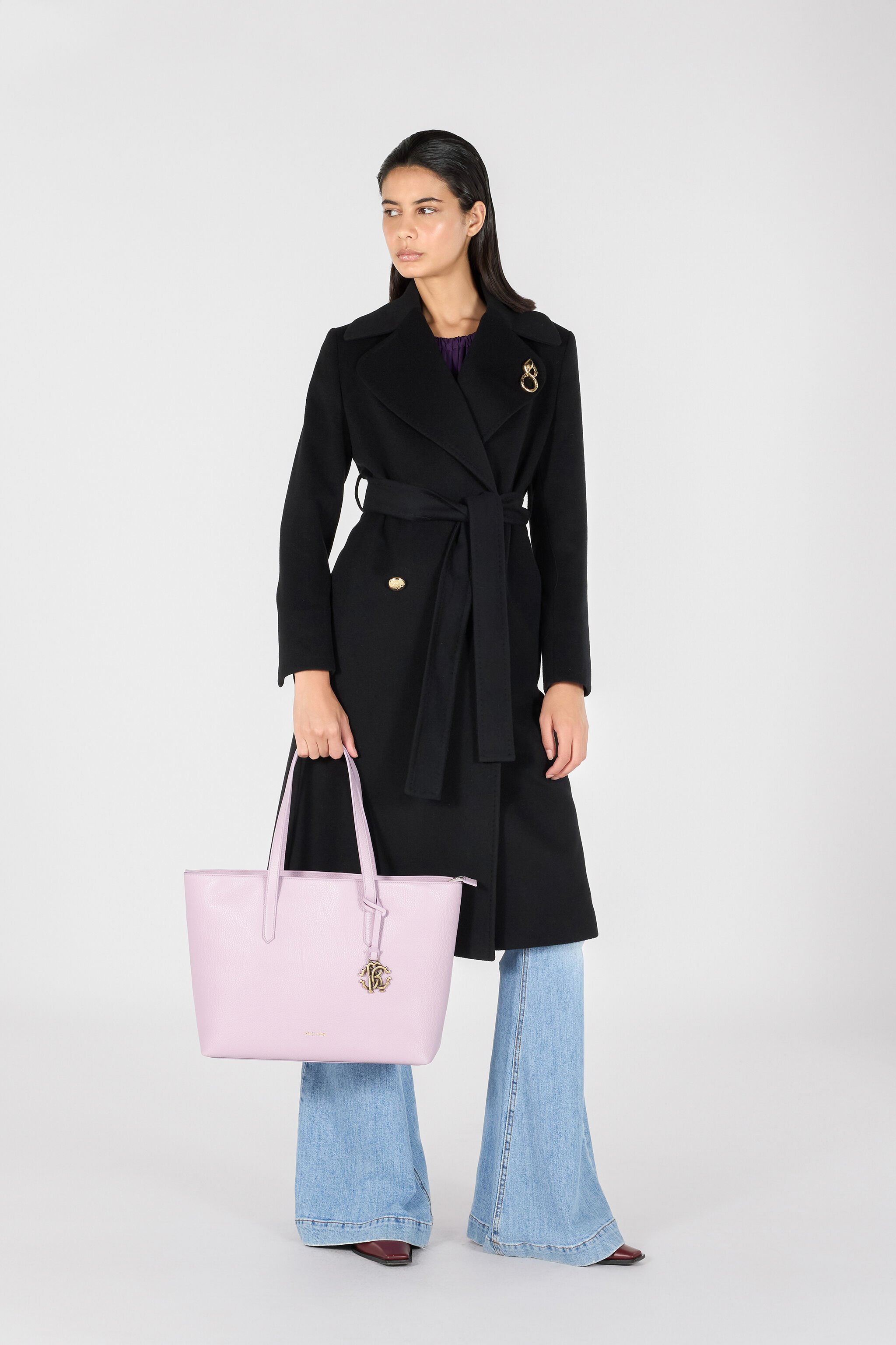 RC Bolso shopper de piel con dije RC Rosa OOB00D-PZA12