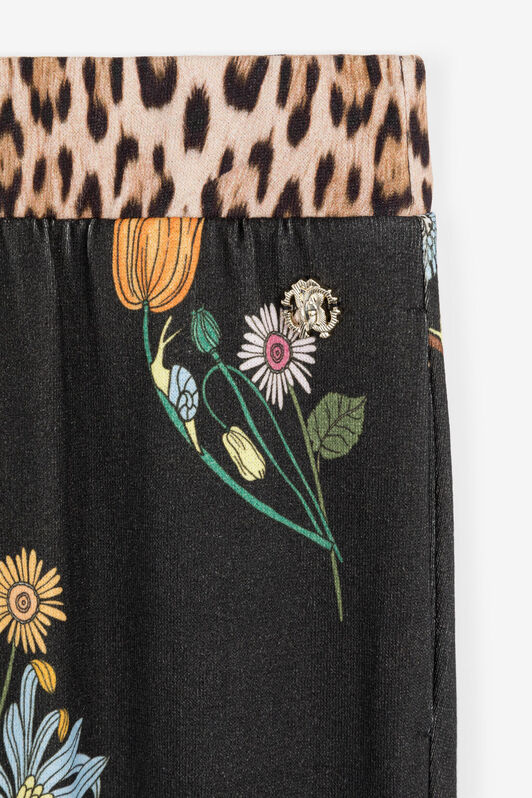 JU Floral And Leopard-Print Sweatpants JU Floral And Leopard-Print Sweatpants Black RJT20Z-5OH92