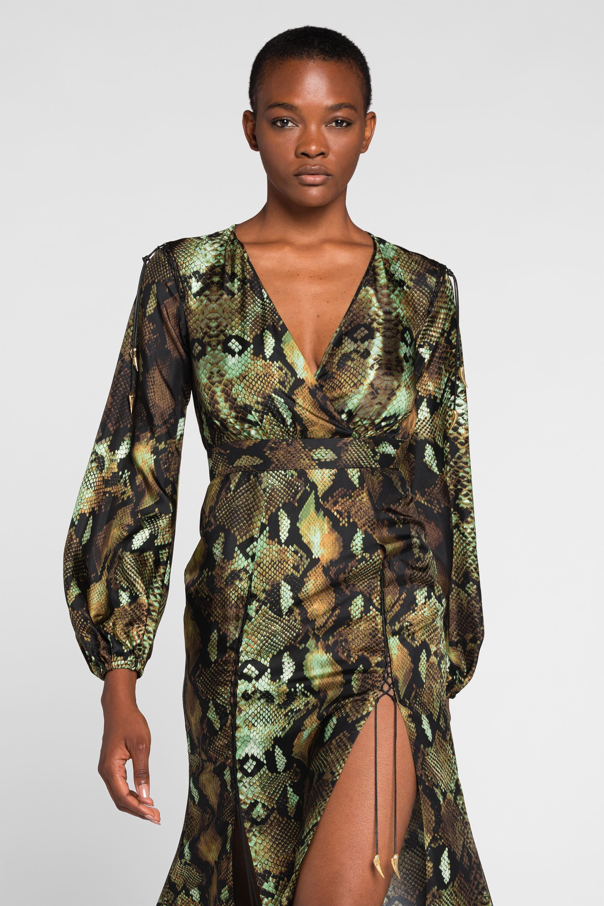 Snake print wrap dress outlet