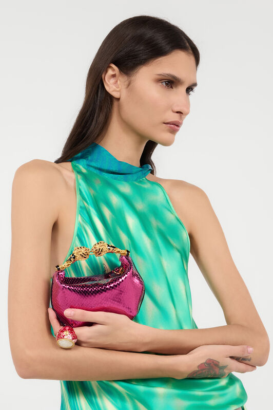 RC Mini Hobo Roar Bag With Snake Print Fuchsia UKB013-PZ579