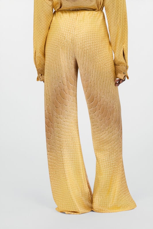 RC Wide-Leg Silk Pants with Beige and Sand Scale Print BEIGE/SAND WWT201-RYS31