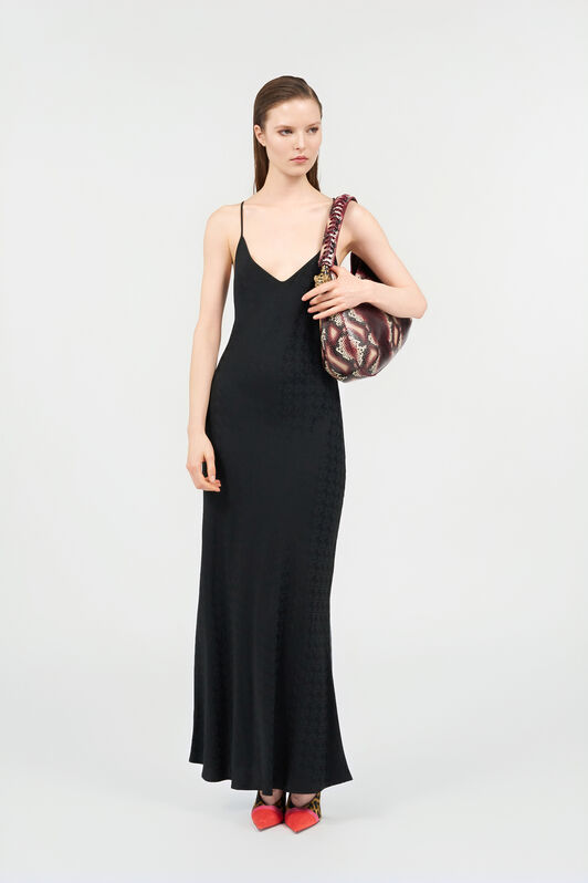 RC Silk Maxi Dress with Monogram RC NERO VKT102-RK010