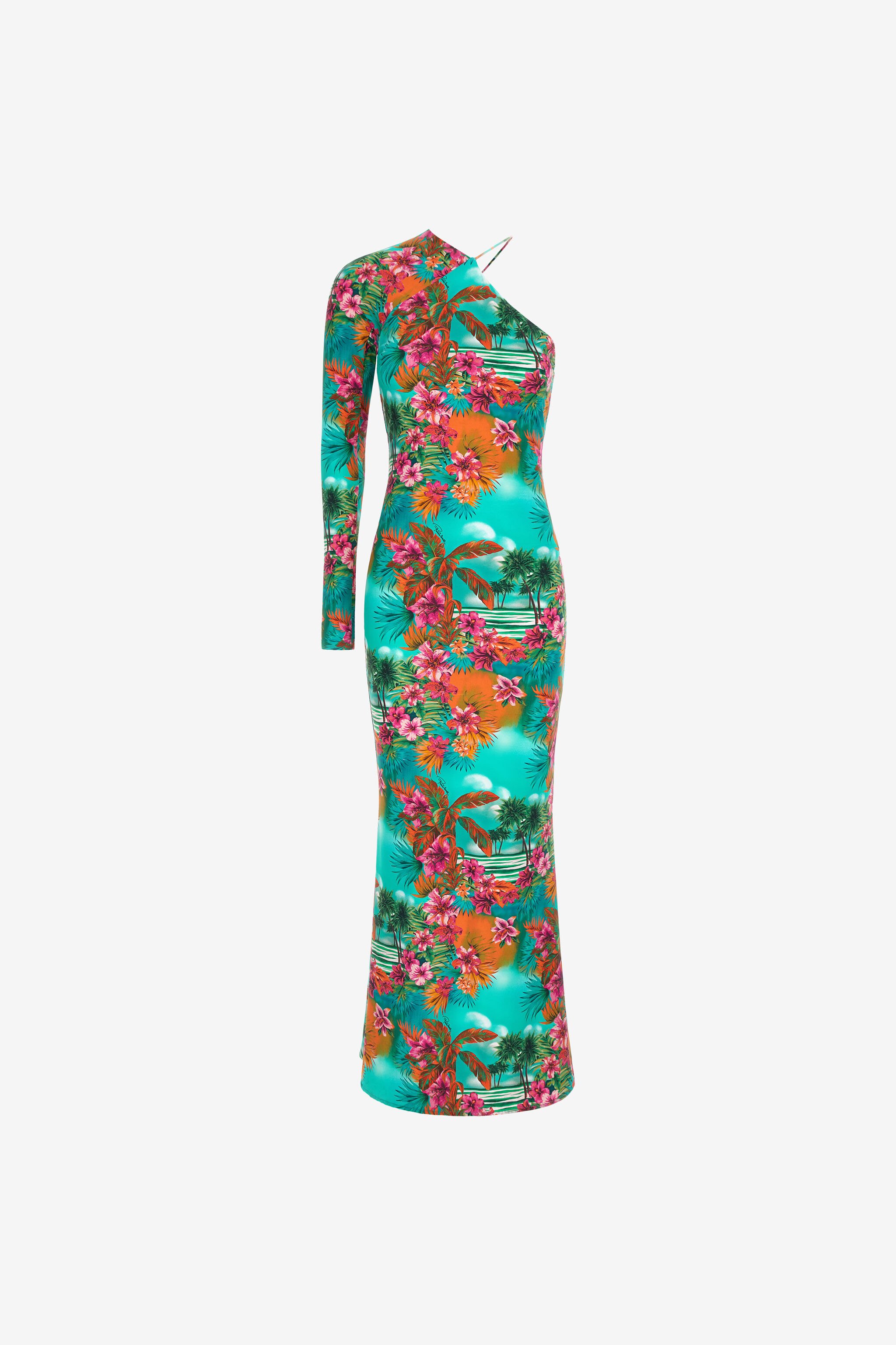 RC One-shoulder long dress with Jungle print Light blue SKT124-LNI84