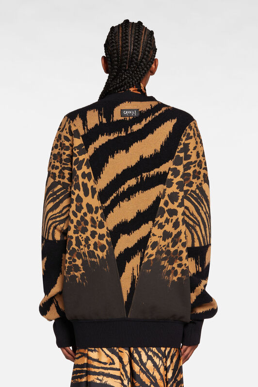 RC Maglione jacquard con motivi animalier PEANUT BUTTER/ BLACK NNM617-CF062