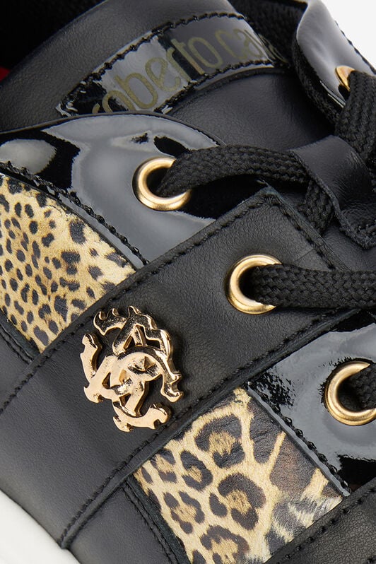 RC Leopard Print Leather Sneakers RC Leopard Print Leather Sneakers BLACK/JAGUAR QOS01G-PZO13
