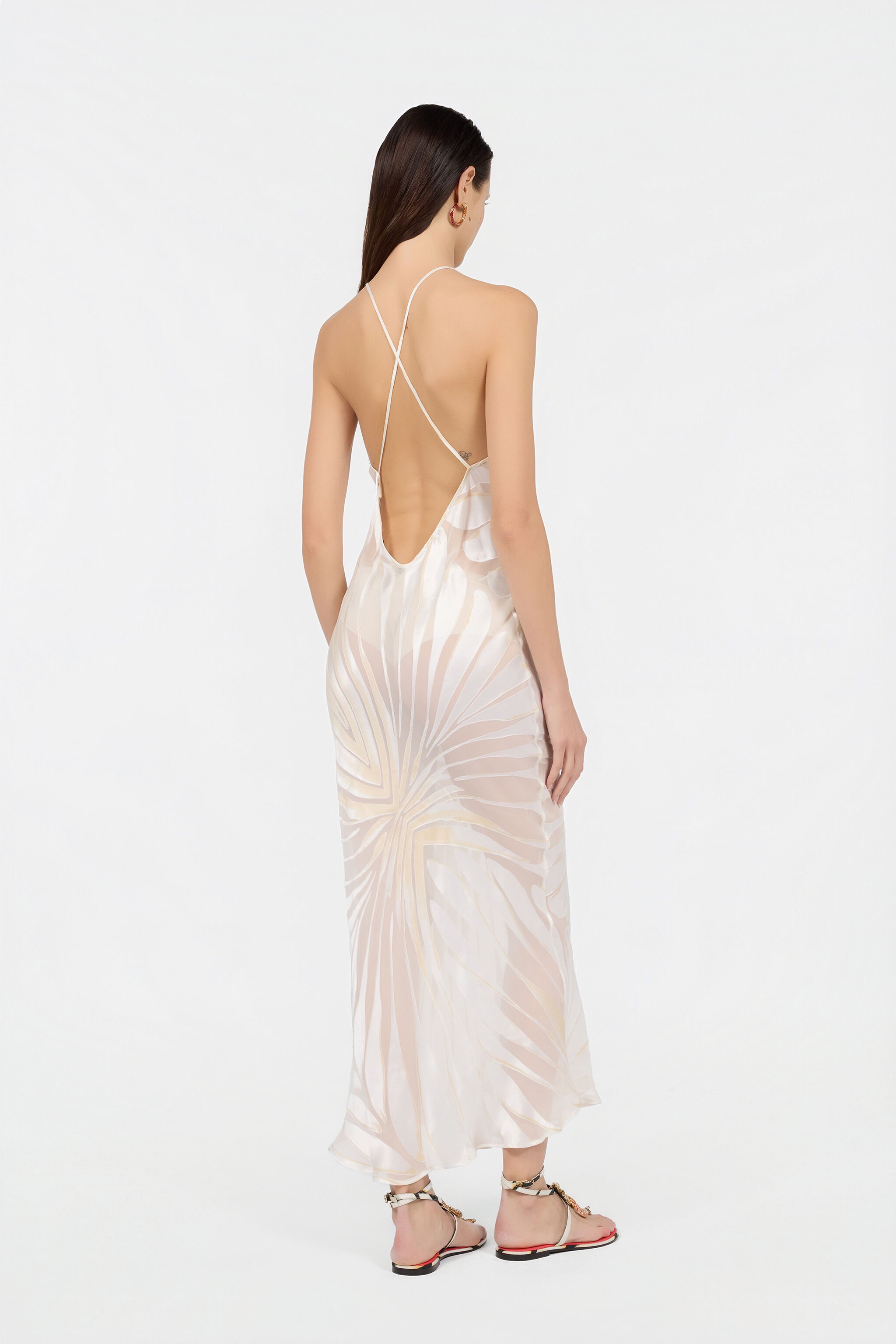 RC Slip Dress With Ray Devoré Print WHITE XKT102-FXI15