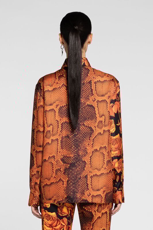 RC Rose And Python-Print Silk Shirt RC Rose And Python-Print Silk Shirt Orange PQT704-4QF01