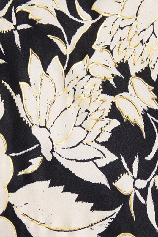 RC Pure Silk Pants with Floral Print RC Pure Silk Pants with Floral Print Black/White VQT210-TYP71