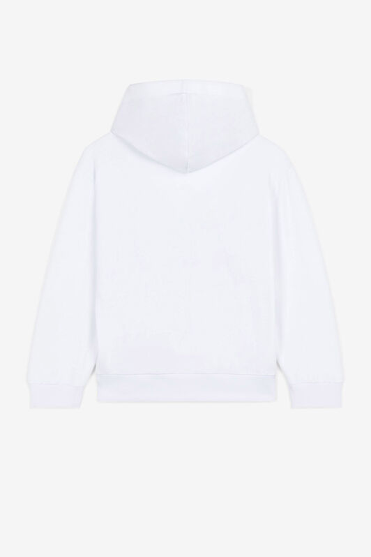 JU Sweat à capuche zippé en coton à imprimé filigrane Blanc QJT907-CF050