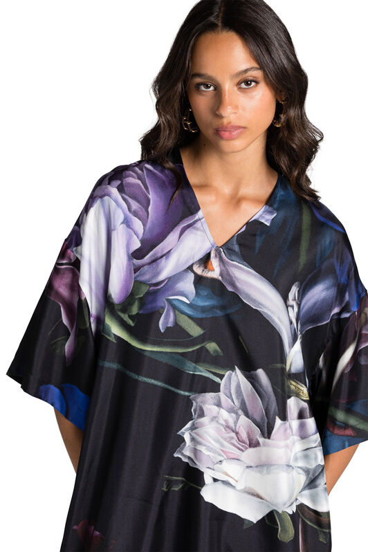 RC Floral-Print Silk Mini Dress Purple KOT10G-4QS02
