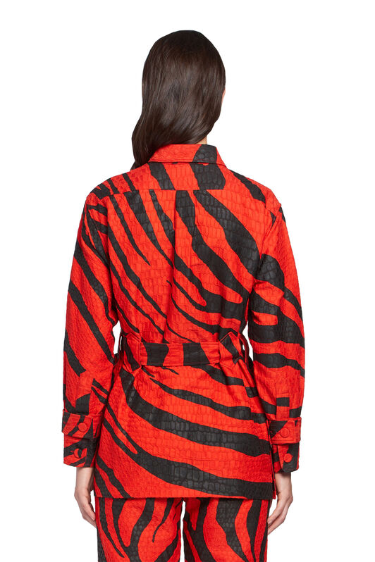 RC Giacca con stampa Macro Zebra e motivo Iguana Rosso HQT408-5FM69