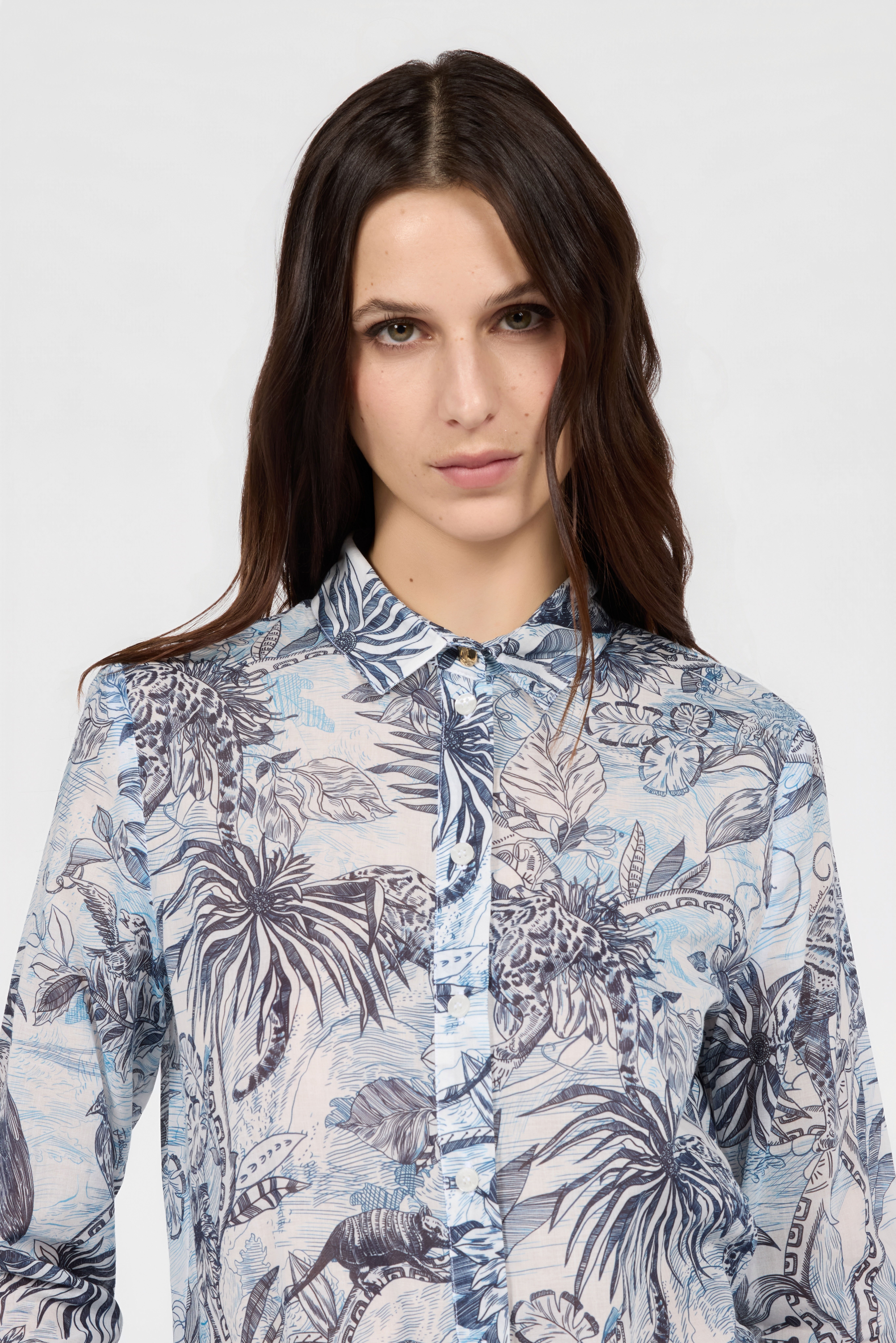JC Stange Jungle Print Shirt NAVY UFT146-UF212