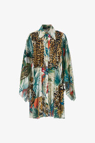 ${brand} Jungle Print Mini Dress Wide Sleeves ${colorDescription} ${masterID}
