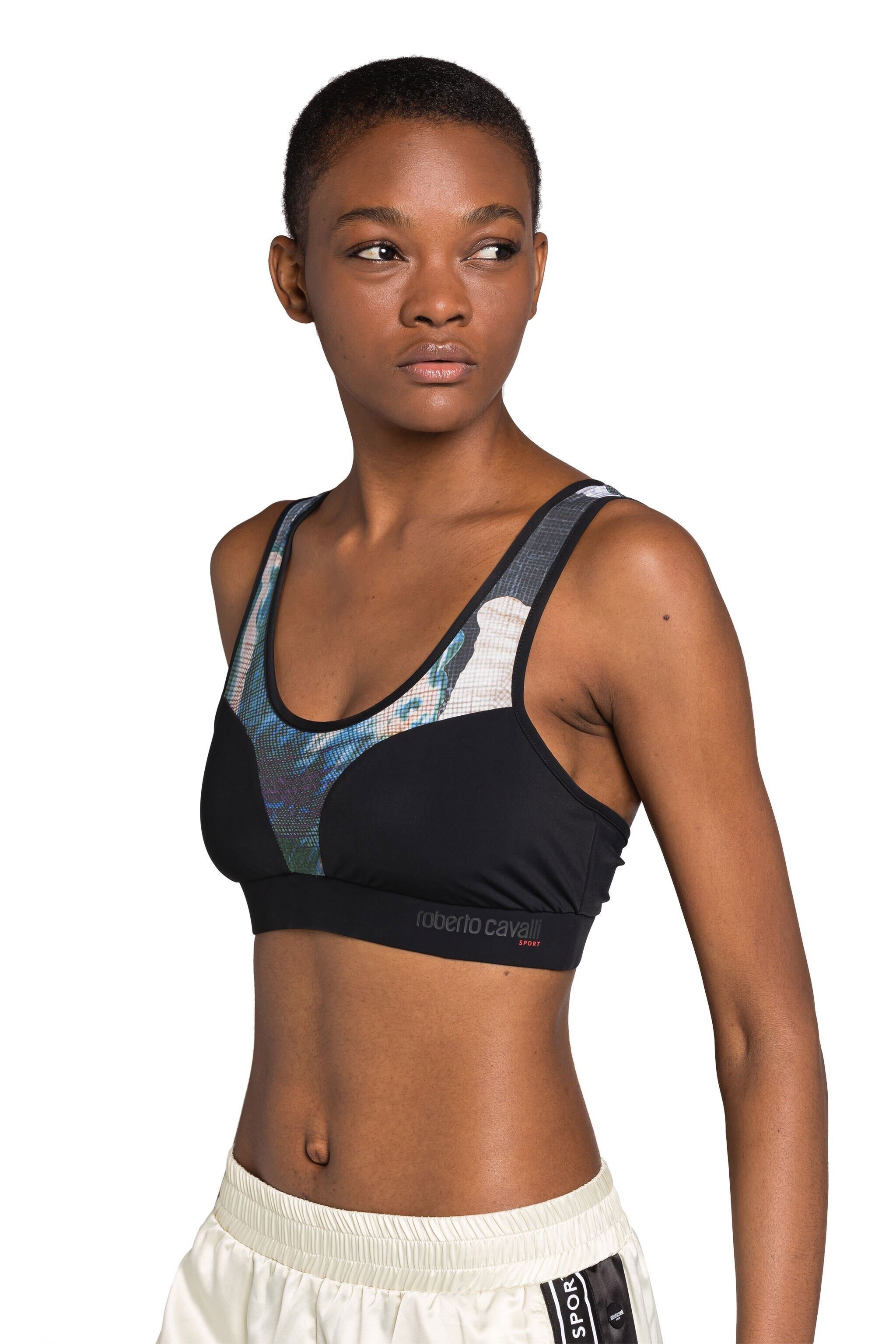 UG Abstract-Print Logo Crop Top BLUE/YELLOW/RUST HYY00I-4CL93