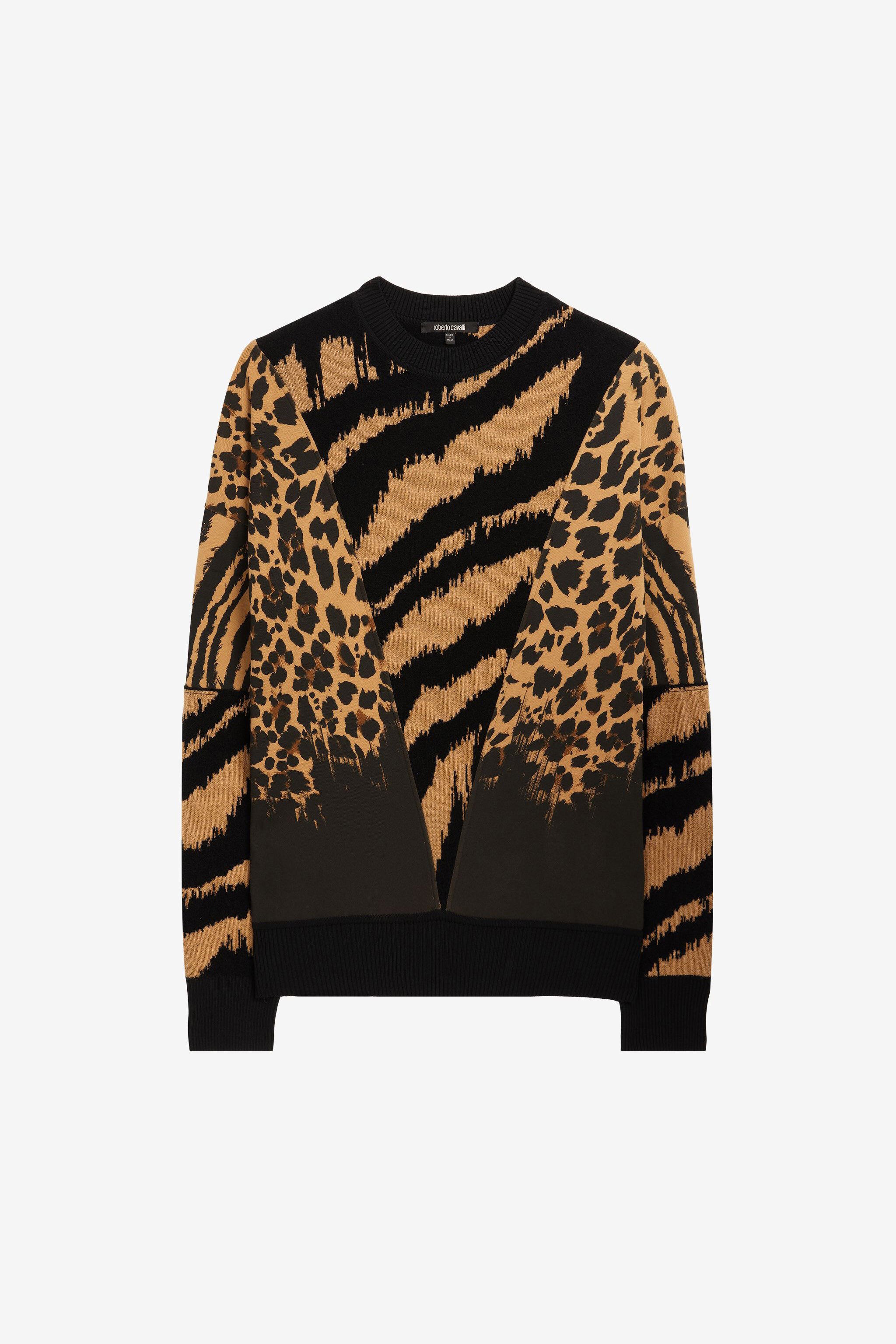 RC Maglione jacquard con motivi animalier PEANUT BUTTER/ BLACK NNM617-CF062