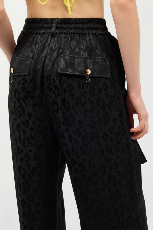 JC Pants With Solid-Color Jaguar Skin Print Black UFT087-UF126