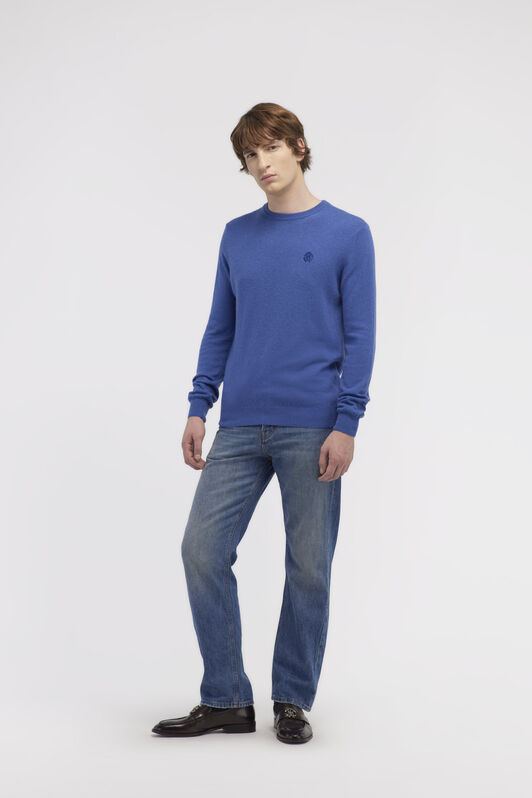 RC Maglione in lana con Monogram Mirror Snake Blu NOM01A-MI014