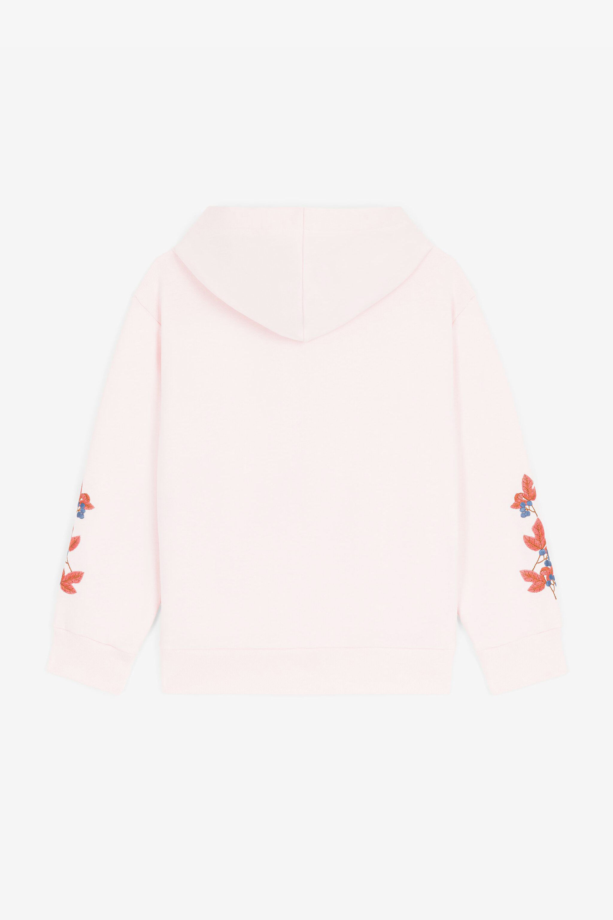 JU Sweat à capuche zippé à broderie oiseau Rose RJT90T-CF050