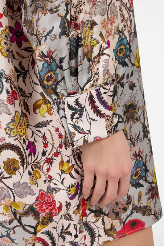 RC Seiden-Hemdblusenkleid mit Florentine Flowers Print BEIGE WQT160-OZR29