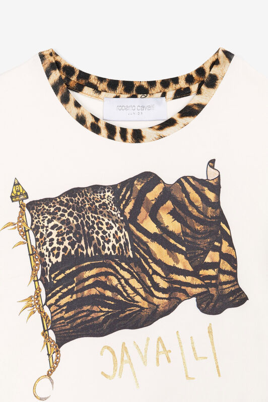 JU Animalier Patchwork-Print Logo Dress JU Animalier Patchwork-Print Logo Dress White OJT148-ISA2J