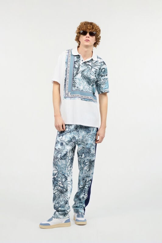 JC Polo Shirt With Jungle Print And Lettering JC Polo Shirt With Jungle Print And Lettering Light blue UFT018-UF038
