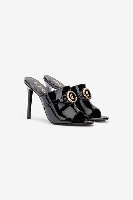 JC Black Patent Mules With Logo Medallion JC Black Patent Mules With Logo Medallion BLACK UFS060-UF382