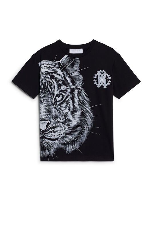 JU Black Tiger print T-shirt BLACK IJT674-JV025