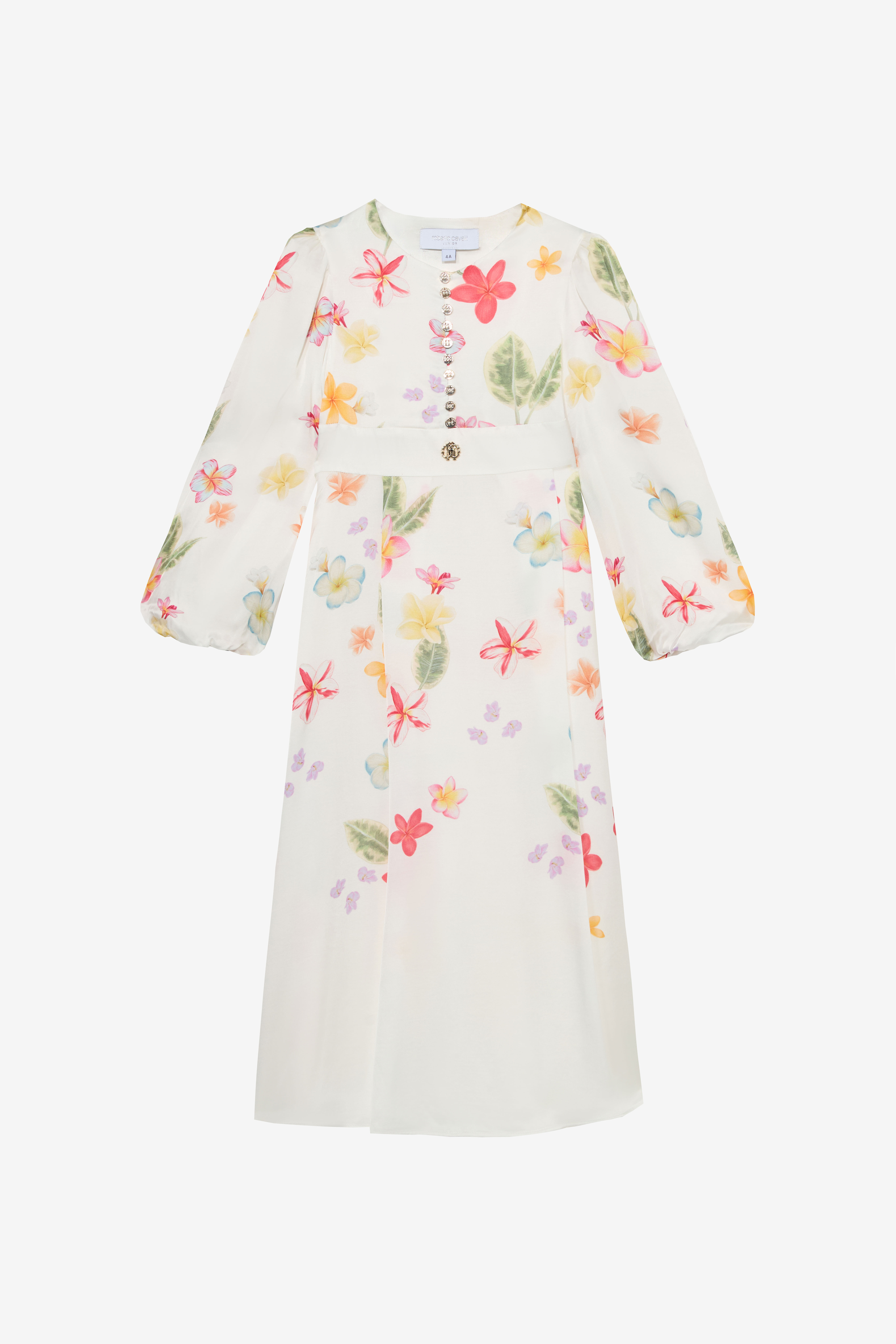 JU Long Dress with Floral Print MILKY WHITE UJT10X-6DO85