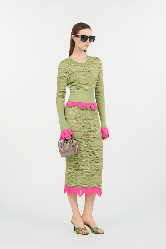 RC Knit cardigan with contrast details RC Knit cardigan with contrast details LIGHT GREEN WQM905-MA018